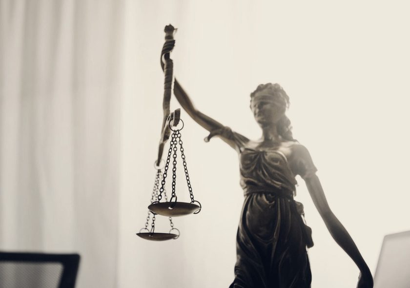 Scales of justice on a desk